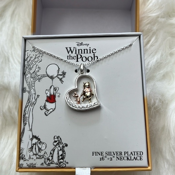 🆕 Winnie the Poo and Piglet “Best Friends” Heart Pendant Necklace Silver… - Picture 3 of 12